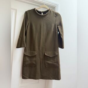 Topshop Khaki Olive Mini Dress with Pockets